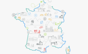 Carte de France avec des pictogrammes